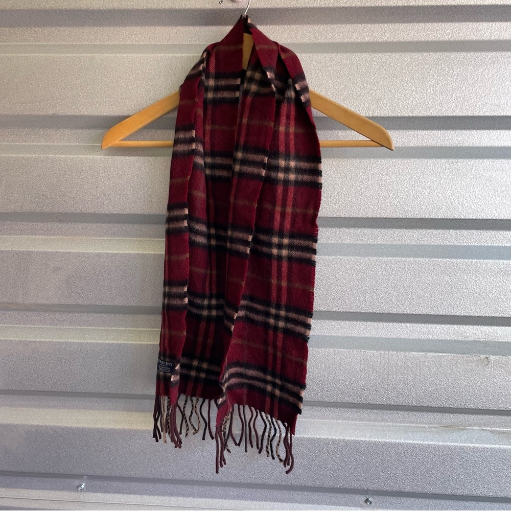 burberry red nova check cashmere scarf